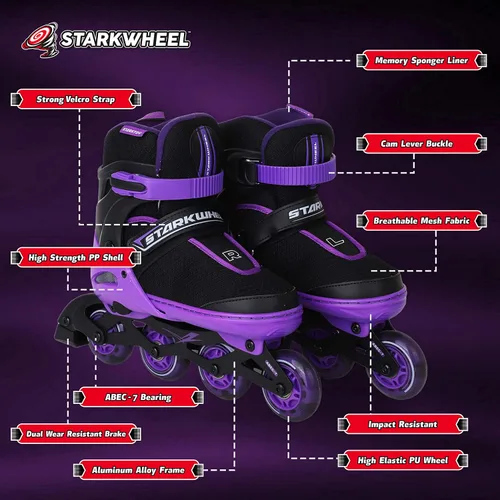 Vista 6 de Patines en línea ajustables para niños, adultos y adolescentes, ruedas de patinaje con luz completa, patines para exteriores para hombres y mujeres