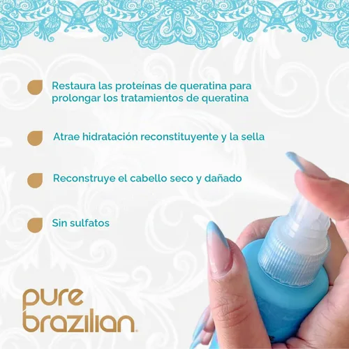 Vista 2 de Pure Leave-In Acondicionador con Queratina Brasileña, 6,78 onza