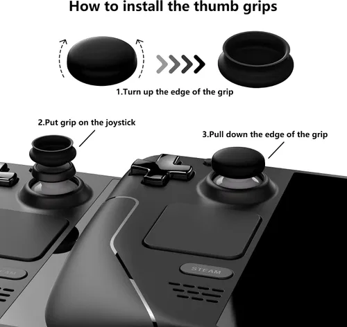Vista 3 de PlayVital Thumb Grip Caps for Steam Deck LCD, Silicone Thumbsticks Grips Joystick Caps for Steam Deck OLED - Chubby Panda