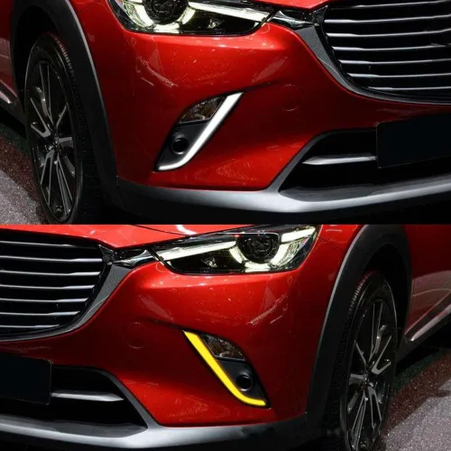 Vista 8 de BAKUGO 2 unids coche LED diurna luz antiniebla DRL luz de señal de giro para Mazda CX-3 CX3 2015 2016 2017 2018 2019 2020