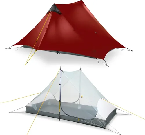 Vista 9 de LANSHAN Tienda de Campaña Ultraligera de 3 Temporadas para Mochilero para 1 Persona o 2 Personas Camping, Trekking, Kayak, Escalada, Senderismo