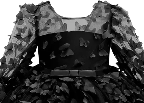 Vista 2 de KLFFLGID Vestido de mariposa con lentejuelas y lazo para bebé niña pequeña, tutú de flores para boda, fiesta de cumpleaños