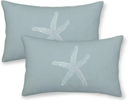 Vista 16 de AEIOAE Juego de 2 fundas de almohada costeras de 16 x 16 pulgadas, fundas de cojines decorativos náuticos de playa con estrellas de mar negras