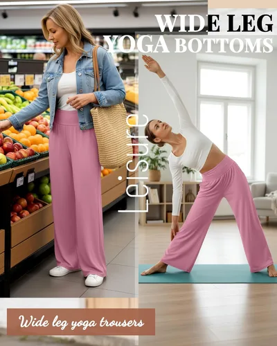 Vista 146 de Neer - Conjunto de 3 pantalones de yoga de pierna ancha para mujer - Pantalones deportivos cómodos, holgados, de cintura alta y casuales
