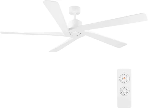 Vista 14 de WINGBO - Ventilador de techo DC de 48" sin luz - 5 aspas de madera maciza talladas, motor DC reversible de 6 velocidades, ventilador de techo sin