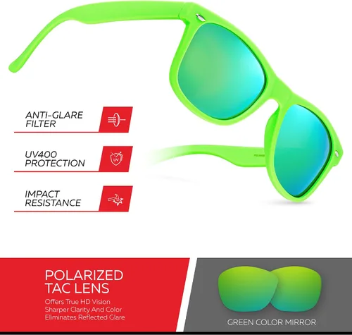 Vista 3 de Retro Rewind - Gafas de sol polarizadas para hombre y mujer, protección UV, gafas de sol clásicas