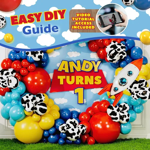 Vista 6 de Kit de guirnalda y arco de globos de Toy Story TODO EN 1 para decoraciones de fiesta de cumpleaños de Toy Story y baby shower - Globos de látex