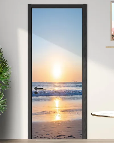 Vista 9 de FLFK Papel tapiz autoadhesivo extraíble para puerta de mar, 30.3 pulgadas de ancho x 78.7 pulgadas de largo, dividido en dos piezas