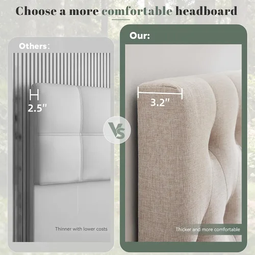 Vista 6 de Kingfun Cabecera capitonada tapizada para cama de tamaño completo con diseño moderno de botones, cabecera ajustable de madera maciza, cabeceros Rosa