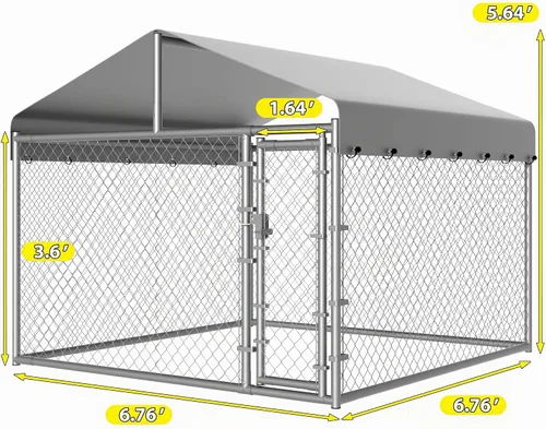 Vista 6 de Perrera para Perros al Aire Libre con Techo, Recinto Grande para Correr Perros, Corrales Exteriores de Servicio Pesado Casa Parque