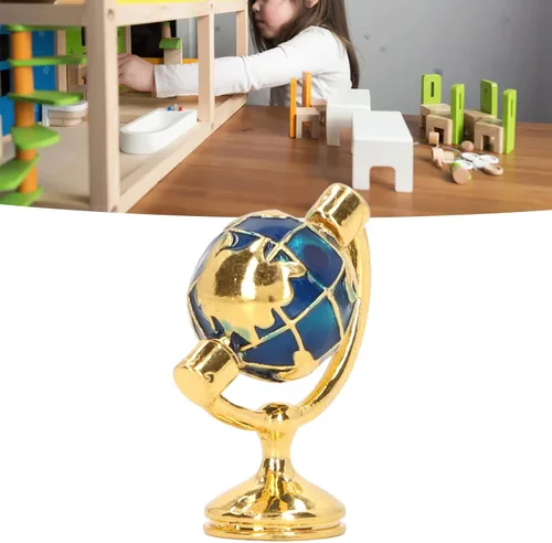 Vista 2 de 1:12 Miniature World Globe accesorios para casa de muñecas en miniatura Gold Realistic/Elegant Globe Dollhouse Muebles de estudio para casa