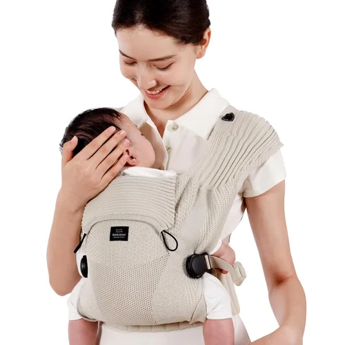 Vista 10 de Bebamour Portabebés de punto, acogedor y ligero para recién nacidos a niños pequeños, portabebés ergonómico con capucha para la cabeza (negro)