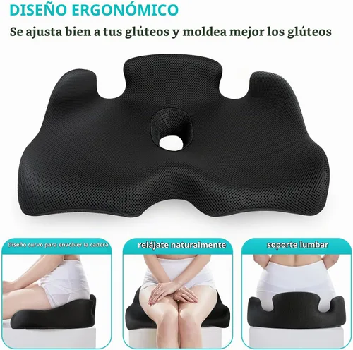 Vista 5 de Benazcap - Cojín de asiento con memoria estándar, alivio del dolor de ciática, color negro
