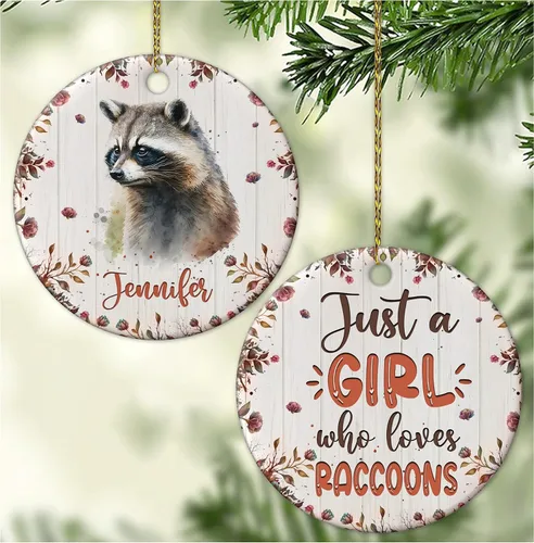 Vista 12 de Hyturtle Adorno de Navidad personalizado para los amantes de los osos, adorno de cerámica con nombre personalizado de Just A Girl Who Loves Bears