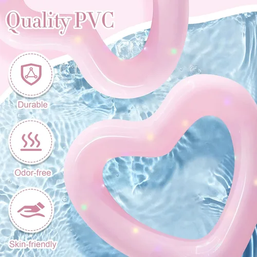 Vista 2 de Flotador inflable de corazón para piscina, anillos de natación de amor dulce flotante, tubo para verano, diversión en el agua, juguetes de fiesta