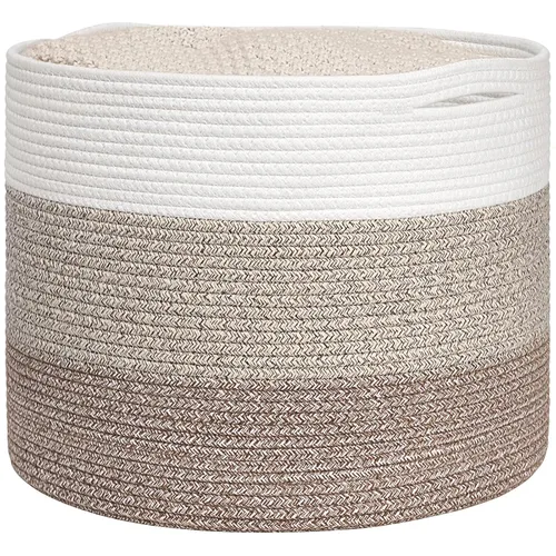 Vista 26 de Goodpick Cesta de manta de 65 litros, 19.7 x 12.6 pulgadas, cesta de cuerda de algodón, para sala de estar, organizadores de juguetes y Todo marrón