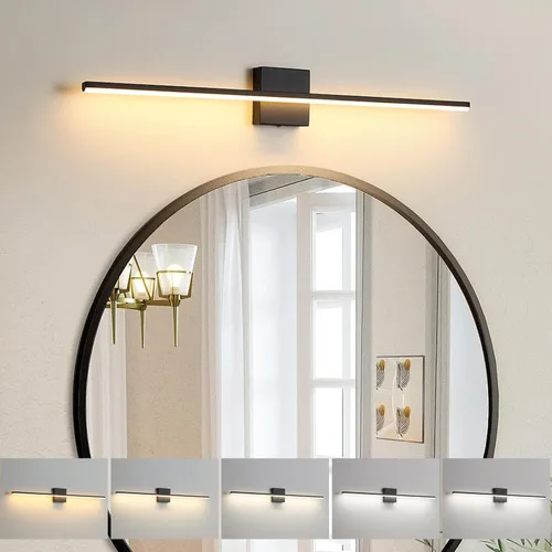 Vista 10 de Lámparas de baño sobre espejo, luz negra de tocador de baño de 12 pulgadas, lámpara LED de pared moderna de 11 W, 3000 K para barra de tocador