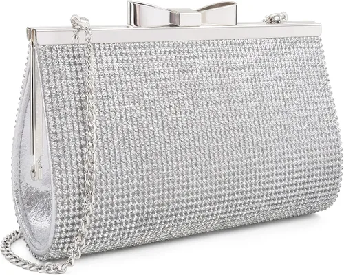 Vista 10 de Bolso de mano de noche para cóctel, baile de graduación, cristales brillantes con diamantes de imitación para novia y dama de honor, boda, fiesta