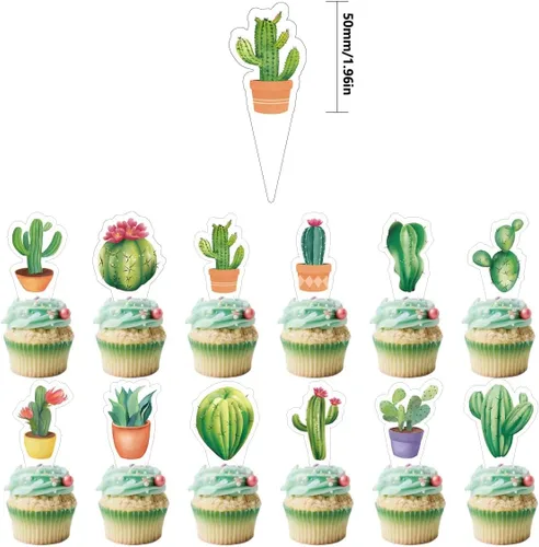 Vista 2 de Decoración para pastel de cactus, fiesta mexicana para baby shower, verano, vacaciones, niñas, niños, suministros de decoración de fiesta