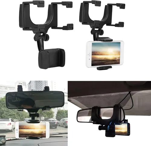 Vista 5 de Fydun Soporte universal para teléfono con espejo retrovisor para coche, soporte para teléfono inteligente