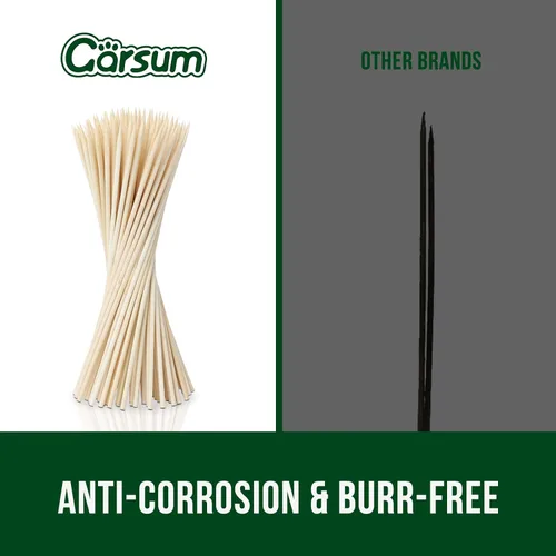 Vista 5 de Garsum Brochetas de bambú natural para barbacoa, pinchos de madera para frutas variadas, kebabs, parrilla, recursos naturales altamente renovables