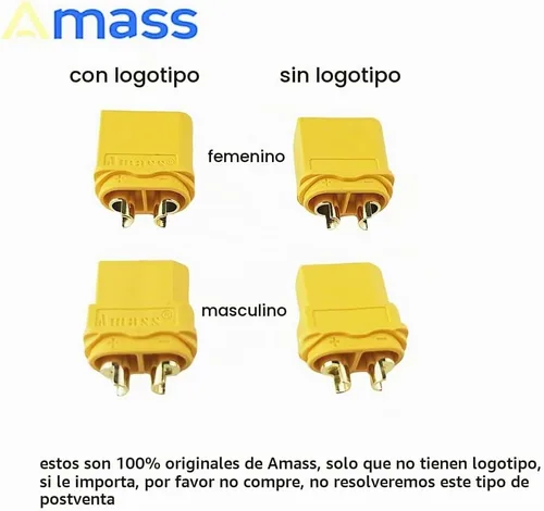Vista 2 de Amass - 10 pares de conectores de bala XT60H actualizado de XT60 funda hembra y macho chapado en oro para piezas RC