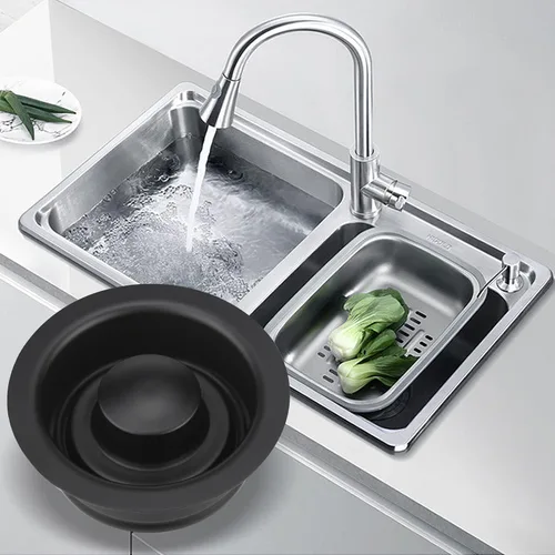 Vista 7 de UIInosoo - Brida de eliminación de basura negra, acero inoxidable 304, color negro mate, kit de repuesto universal para fregadero de cocina de 3 1/2