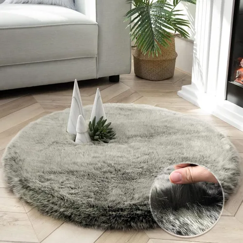 Vista 26 de Ashler HOME DECO Funda de piel sintética de zorro suave para silla, alfombra para dormitorio, suelo, sofá, sala de estar, color negro y blanco, 2 x