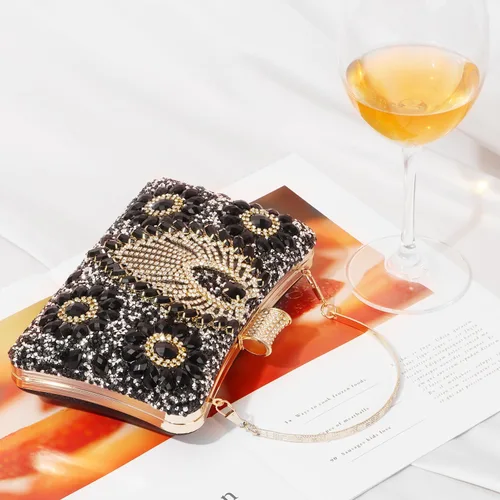 Vista 6 de LUI SUI Bolsos de mano brillantes para mujer, bolsos formales de cristal, bolsos de noche, bodas, fiestas, bolsa de mano con diamantes de imitación