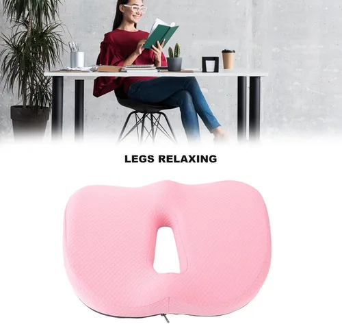 Vista 5 de Almohada elástica suave con forma de dona, cojín ortopédico para silla de oficina, cojín de espuma viscoelástica para silla de ruedas con diseño