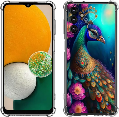 Vista 11 de Samsung Galaxy A14 5G - Funda para teléfono celular, diseño de flores de mariposa azul, a prueba de golpes, TPU con bordes elevados, compatible