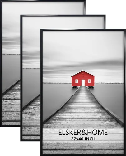 Vista 15 de ELSKER&HOME Marco de póster de 8 x 24 pulgadas, paquete de 3 portarretratos Negro