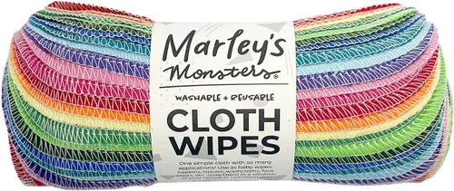 Vista 12 de Marley's Monsters Toallitas de tela reutilizables, paquete de 24 unidades, lavables, de algodón, sin papel (Ártico)