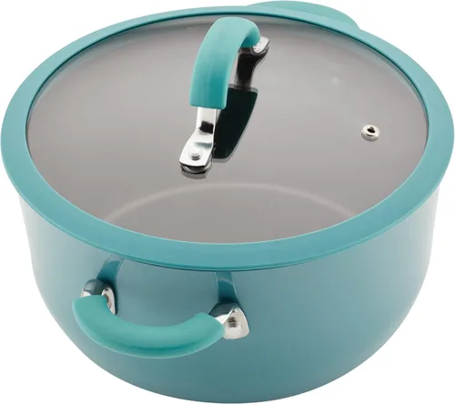 Vista 15 de Rachael Ray Cook + Create - Juego de utensilios de cocina antiadherentes de aluminio, 10 piezas, azul agave