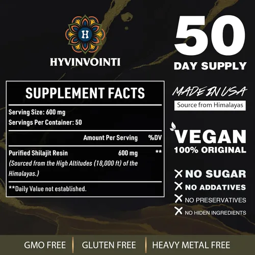 Vista 2 de Resina Shilajit Shilajit orgánica pura del Himalaya de 600 mg de resina Shilajit orgánica de grado oro, 100% puro Shilajit orgánico para energía