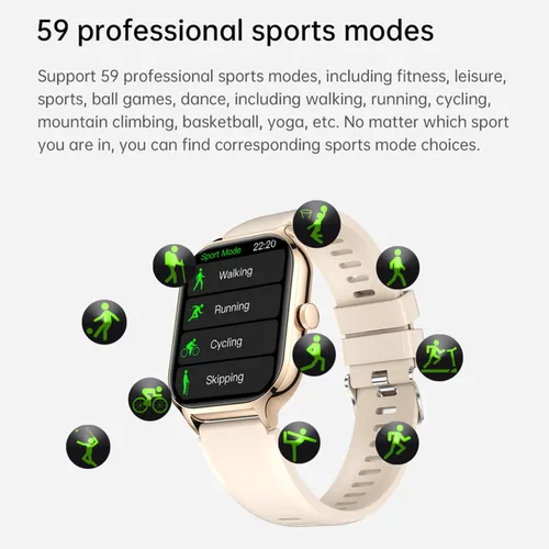 Vista 6 de Reloj inteligente para mujeres y hombres (respuesta/hacer llamadas) de 2.01 pulgadas, relojes inteligentes para teléfonos iOS y Android, reloj Dorado