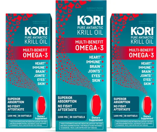 Vista 8 de Suplemento de Aceite de Krill Omega 3 Kori Krill, Aceite de Krill Antártico con Absorción Superior vs Aceite de Pescado, Cápsulas Blandas de 1200mg
