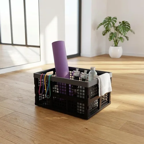 Vista 7 de Paquete de 3 cajas plegables de 32 L, cajas de almacenamiento plegables de plástico