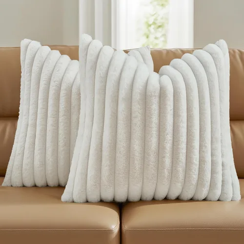 Vista 15 de FUTEI Pack of 2 Faux Fur Throw Pillow Covers 20x20 Inch, Navy Blue Azul marino