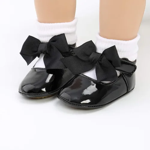Vista 2 de BEBARFER Zapatos para bebés y niñas, Mary Jane con nudo de lazo plano y suela antideslizante para niños pequeños