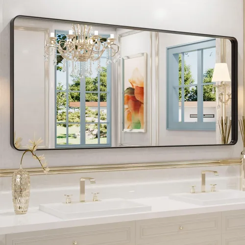 Vista 87 de WEER - Espejo de baño con luces LED, 50x70cm, espejo de tocador montado en la pared, 3 colores regulables, almohadilla antiempañante retroiluminada
