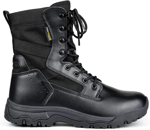 Vista 8 de FREE SOLDIER Botas tácticas para hombre de 8 pulgadas, ligeras, botas de combate duraderas, botas de trabajo militares de gamuza duradera, botas
