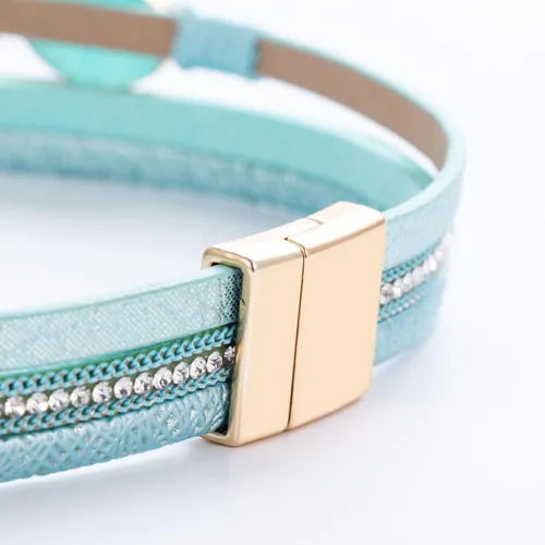 Vista 281 de FANCY SHINY - Pulsera de cuero estilo bohemio, pulsera de cuentas de cristal con cierre magnético, regalos de joyería para mujer