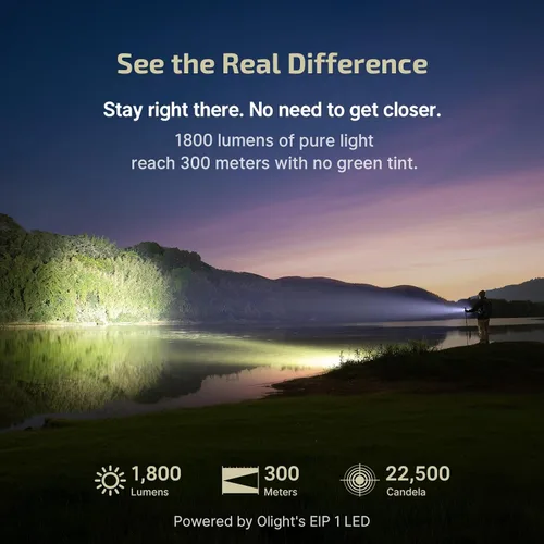 Vista 11 de OLIGHT BatonUltra - Linterna EDC recargable, 1800 lúmenes, 6 modos de luz de bolsillo con luz blanca pura, linternas LED brillantes USB C