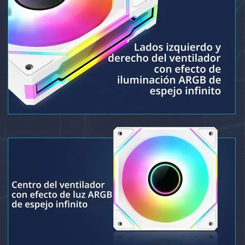 Vista 7 de Ventilador de computadora Infinity Mirror ARGB de 4.724 in, ventilador PWM negro de alto rendimiento con efecto de luz personalizable por SYNC