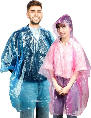 Vista 4 de Cididu Paquete de 20 ponchos de lluvia desechables para adultos, impermeables de emergencia de plástico transparente con capucha, ponchos de lluvia