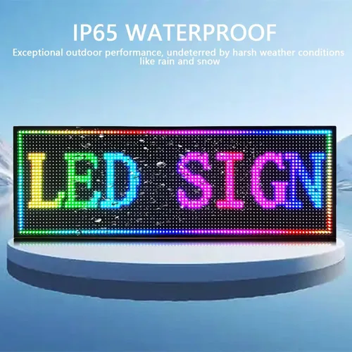 Vista 6 de HS P10 - Letrero de desplazamiento LED programable, pantalla digital al aire libre, tablero de mensajes electrónicos impermeable, letreros de neón