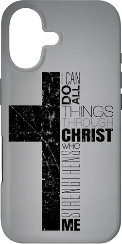 Vista 32 de iPhone XS Max Negro Cristiano Cruz Religiosa Biblia Verso Filipenses 4 13 Caso