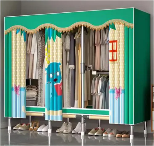 Vista 9 de Armarios grandes Armario grande de metal de acero Perchero de ropa Armario con riel de ropa Armarios para dormitorio de tela gruesa Armario portátil