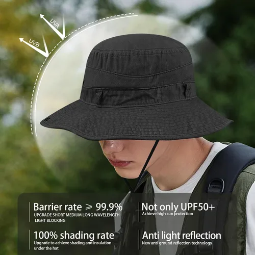 Vista 7 de Croogo Sombrero de ala ancha Bonnie de verano, sombrero de sol para pesca, estilo vaquero, sombrero de pescador, safari al aire libre, caza